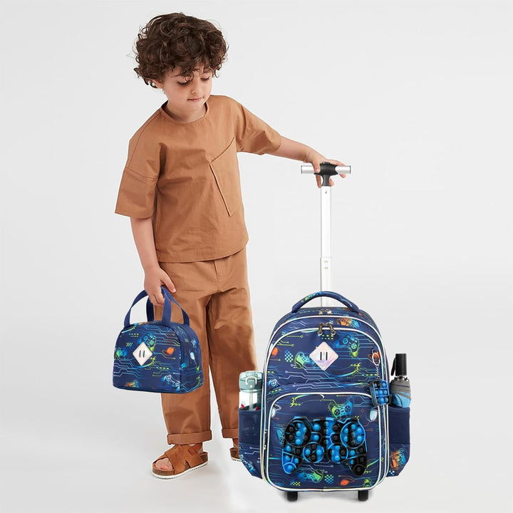 Kinder Rolling Gamepad Rucksack für Jungen Gepäck Koffer mit Rädern Trolley gerollt POP Roller Rucks