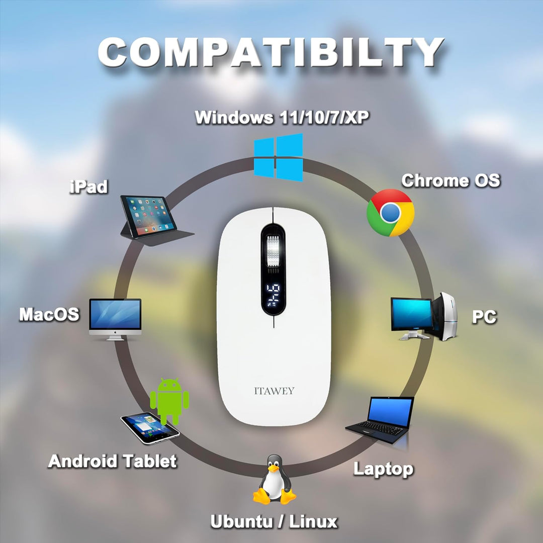 Kabellose Maus & Mauspad Set - mit LCD-Anzeige, Bluetooth & Nano USB, Tri-Modus, wiederaufladbar, le