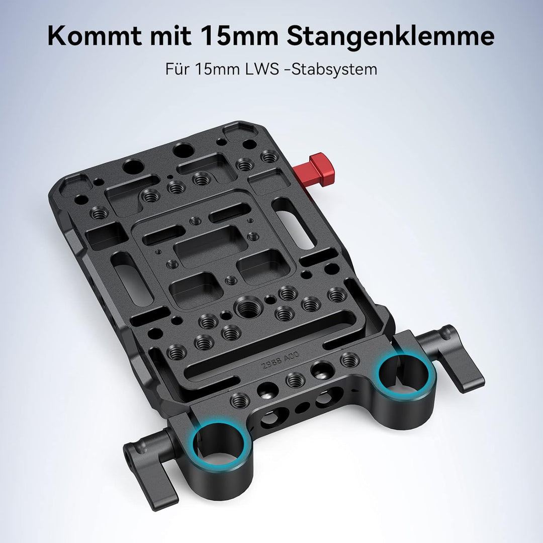 SMALLRIG V Mount Batterieplatte Battery Plate mit Dual 15mm Rod Clamp, Kompatibel Moman für ZGCINE f