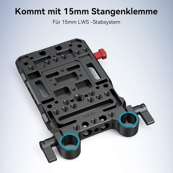 SMALLRIG V Mount Batterieplatte Battery Plate mit Dual 15mm Rod Clamp, Kompatibel Moman für ZGCINE f