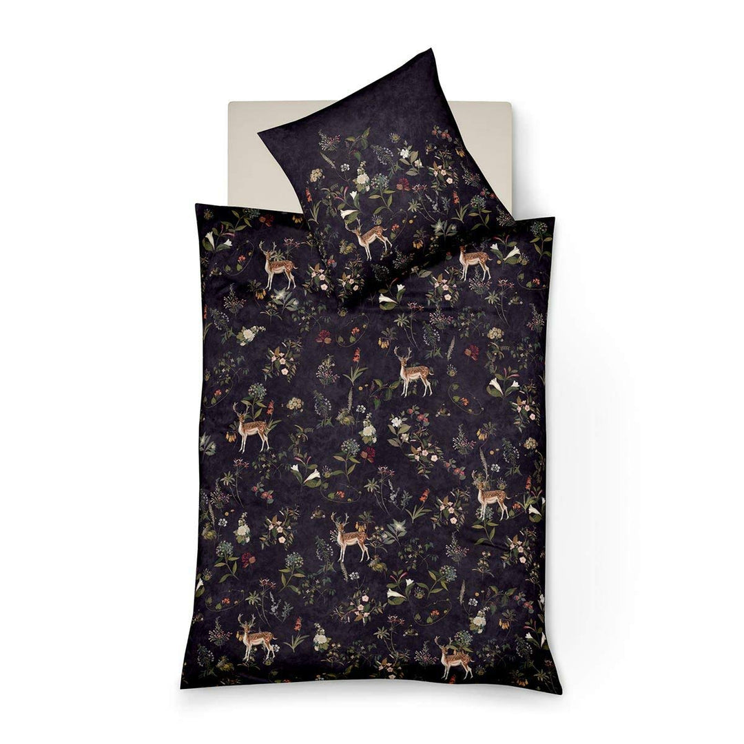 fleuresse Wendebettwäsche Mako-Satin schwarz-Gold Grösse 155 x 200 cm (80 x 80 cm), 155 x 200 cm