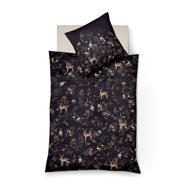 fleuresse Wendebettwäsche Mako-Satin schwarz-Gold Grösse 155 x 200 cm (80 x 80 cm), 155 x 200 cm