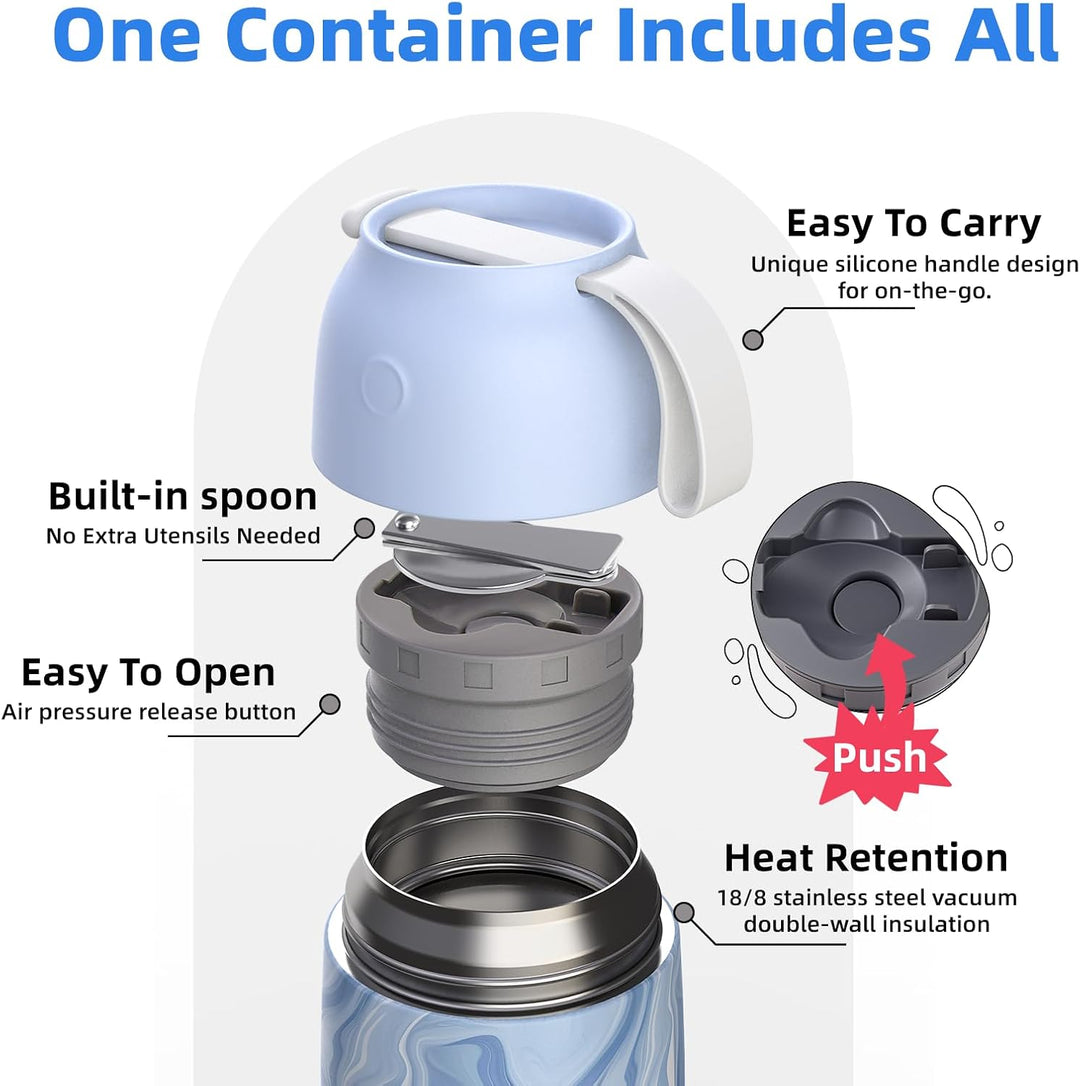 Thermobehälter für Essen 750ml, Edelstahl Thermobecher für Essen Warmhaltebehälter mit Löffel, Ausla