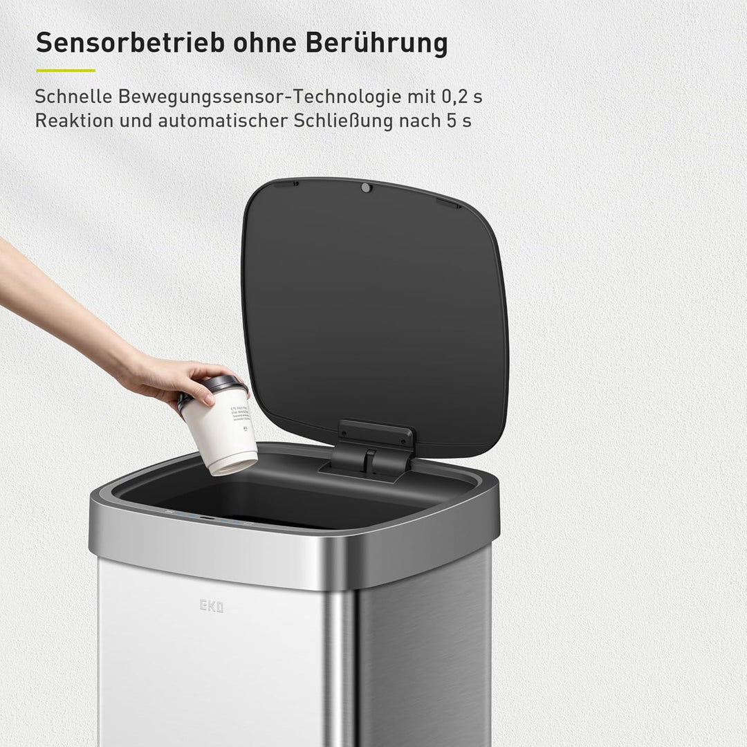 EKO EcoSmart 80L Sensor Mülleimer, grosser hoher automatischer Abfalleimer, Soft-Close Deckel, finge