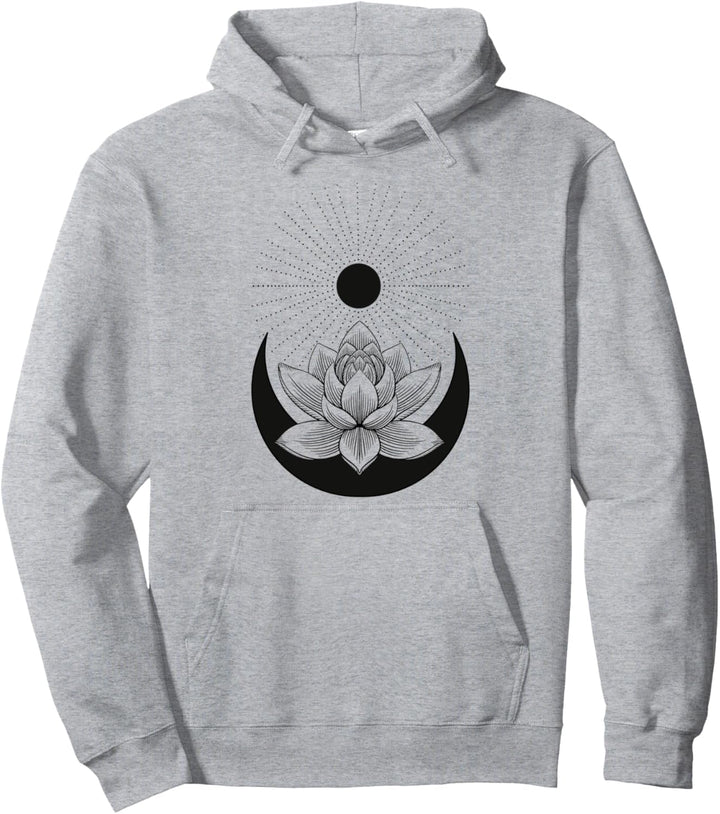 Boho-chic Lotus Sonne und Mond - Feminine Pullover Hoodie
