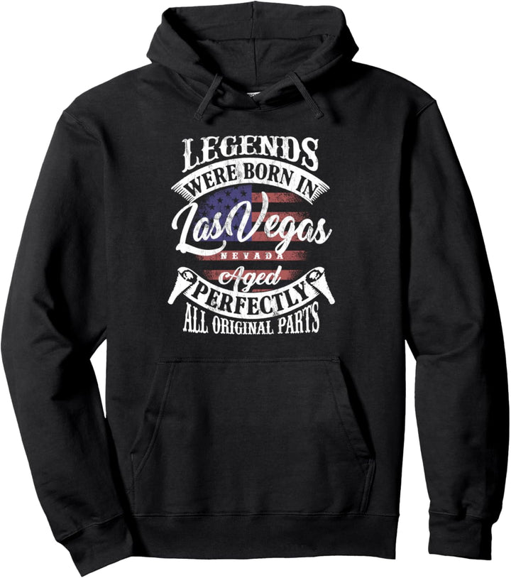 Legends Were Born In Las Vegas Nevada Vintage Birthday Pullover Hoodie
