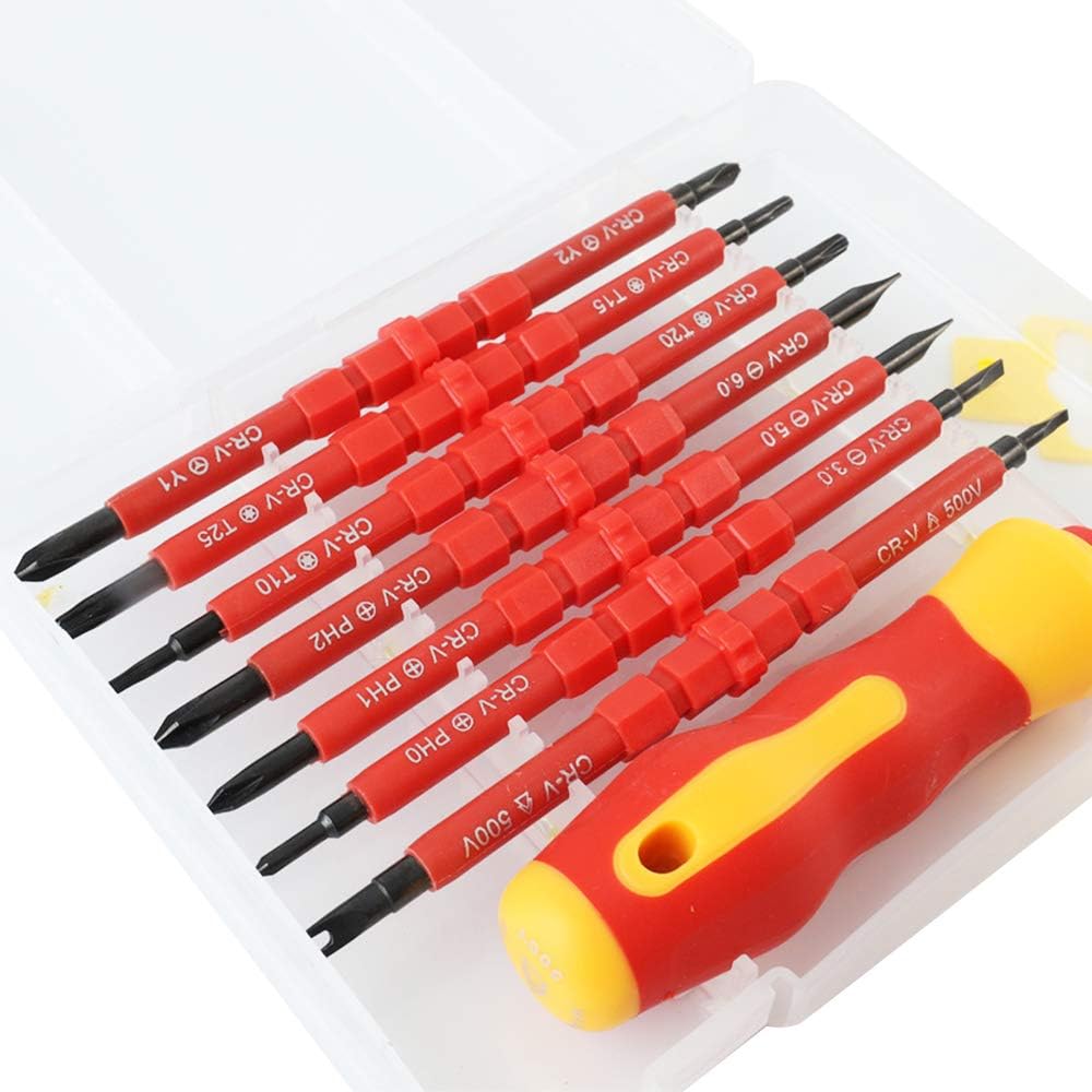 Isolierter Schraubendreher Satz Magnetic 14 in 1 Multifunktionales Kompakt Elektriker Wartungswerkze
