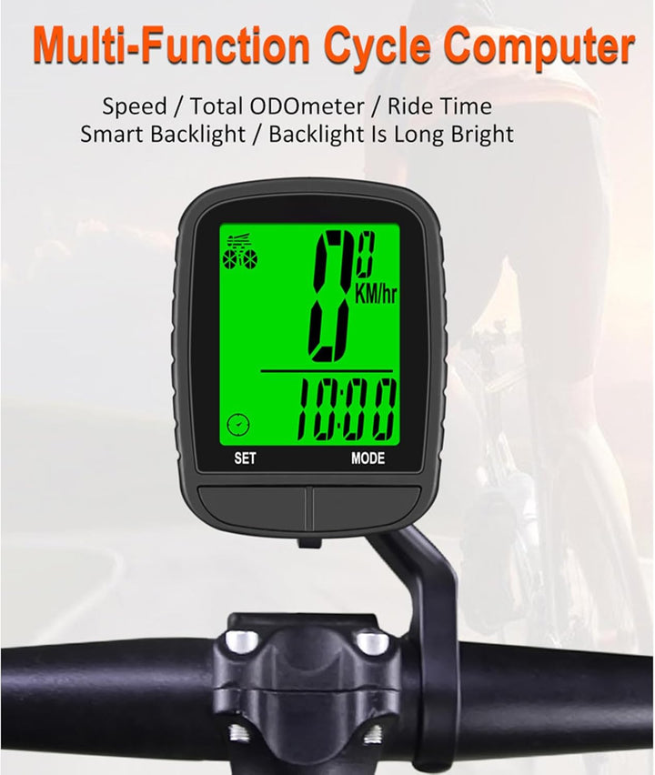 Fahrradcomputer Kabellos, 24 Funktionen Fahrradtacho Auto Schlaf Aufwachen Hintergrundbeleuchtung Re
