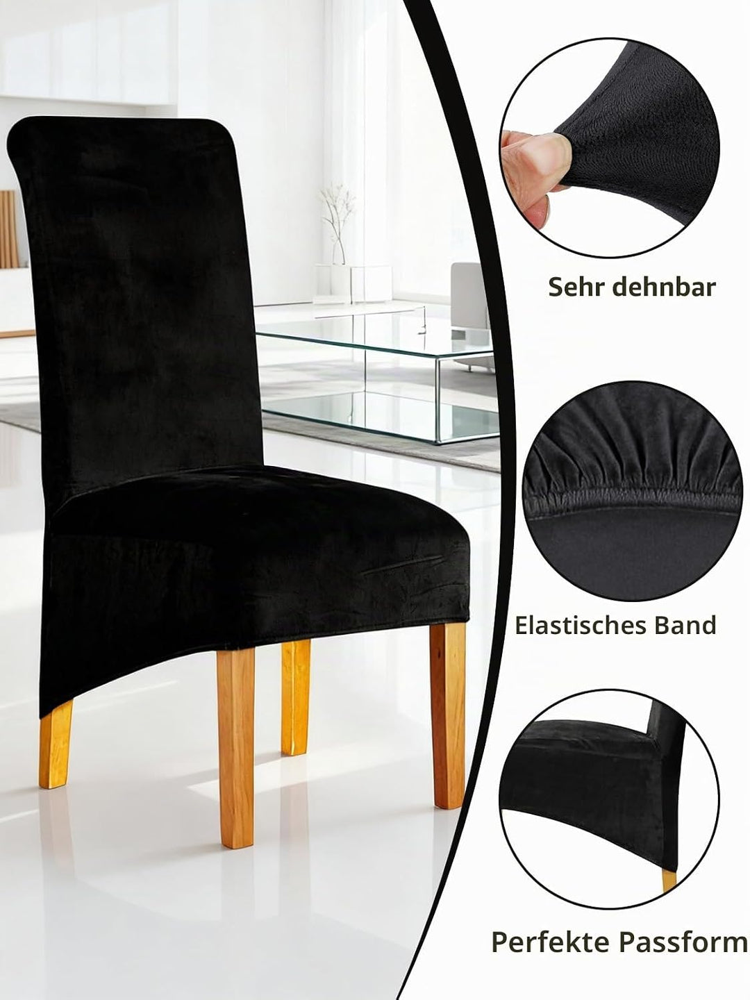 LANSHENG Stretchy XL Stuhlbezüge für Esszimmerstühle, Stretch Spandex mit Gummiband Stuhlbezug,Velve