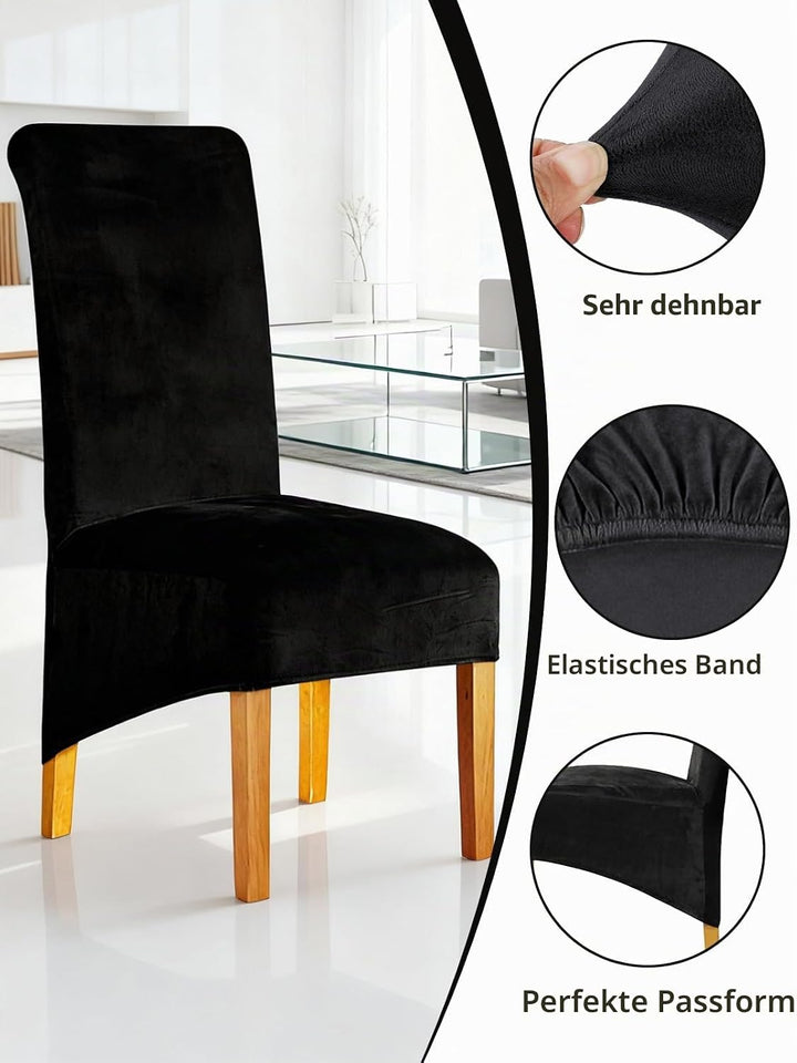 LANSHENG Stretchy XL Stuhlbezüge für Esszimmerstühle, Stretch Spandex mit Gummiband Stuhlbezug,Velve