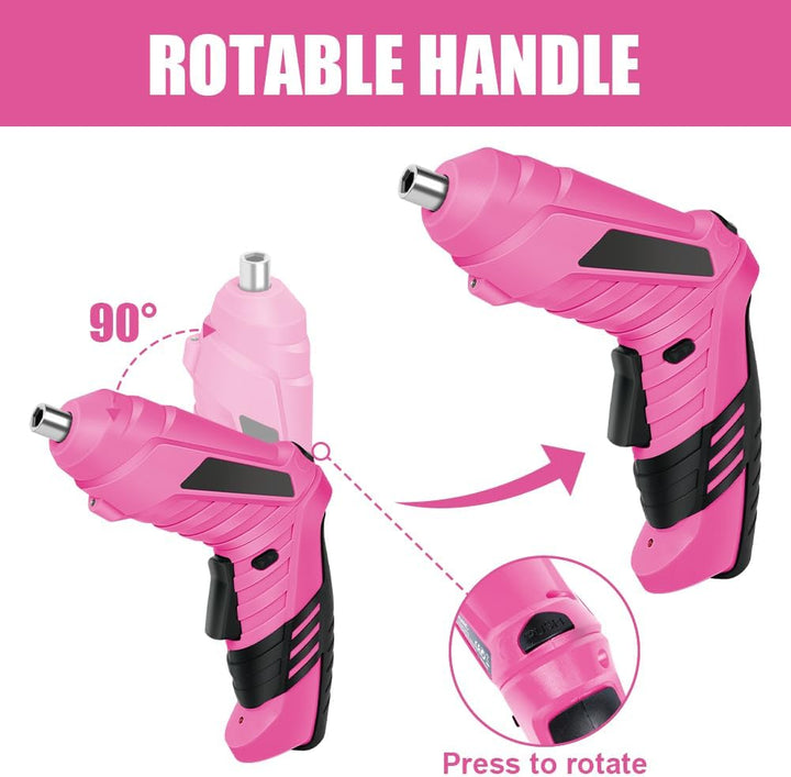 Pink - Elektroschrauber flintronic Akkuschrauber Klein, Mini con LED-Licht, 1300mAh Akku Wiederaufla