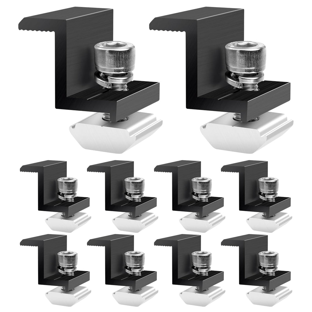 Solarmodulhalterung Endklemmen 30mm Schwarz: 10 Stück PV-Halterung, Aluminium-Befestigung für Dach,