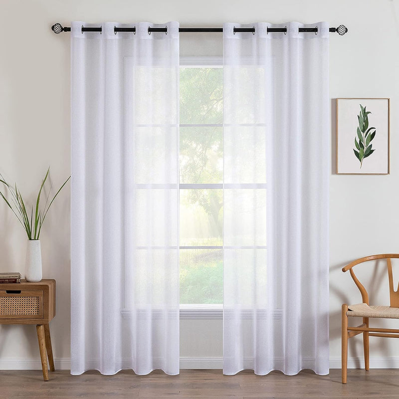MIULEE 2er Set Sheer Voile Vorhang mit Ösen Transparente Gardine aus Voile Polyester Ösenschal Trans