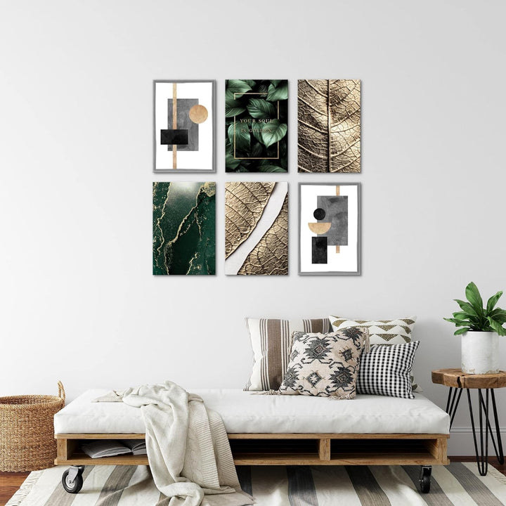 Novart Wandbilder Set - KOMPLETT AUFHÄNGFERTIG - Made in Germany - Moderne Bilder Abstrakt Figuren B