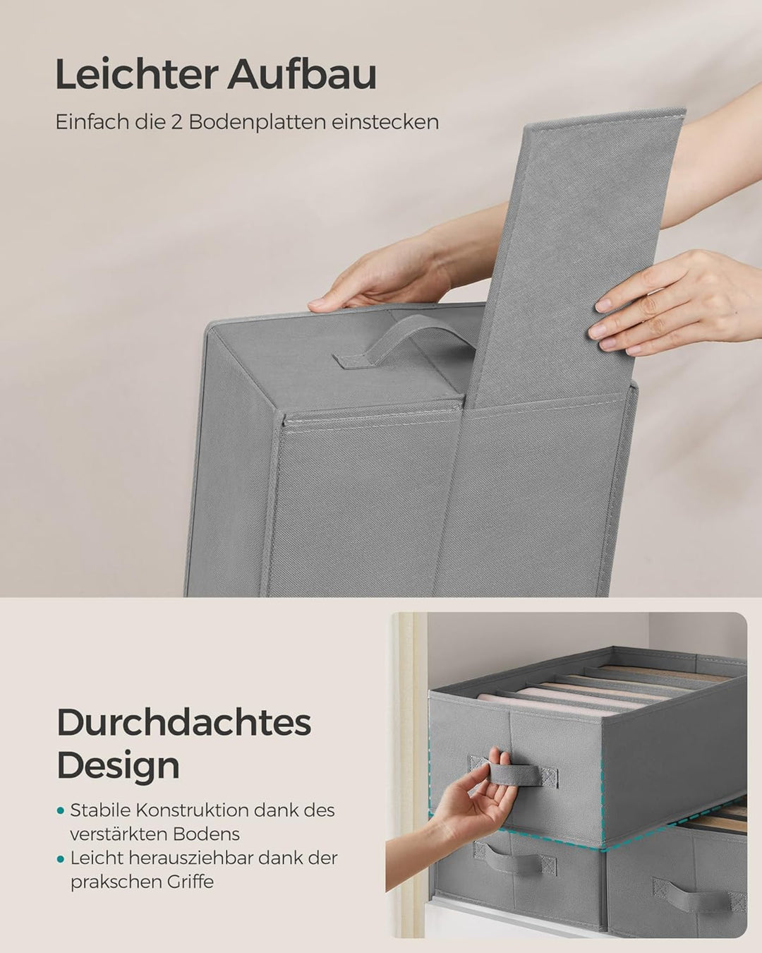 SONGMICS Kleiderschrank-Organizer 6er Set, Aufbewahrungsbox 6 Fächer, Schubladen-Ordnungssystem, Ord