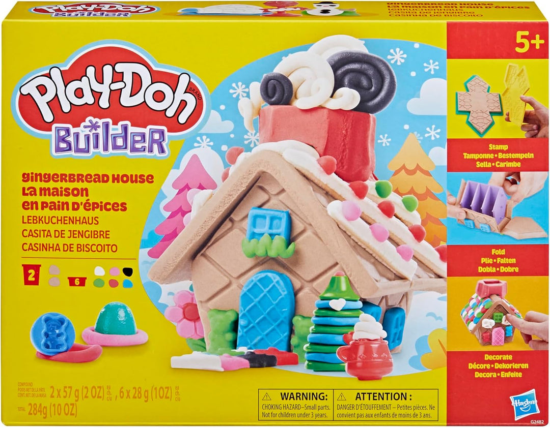 Play-Doh Builder Mini Lebkuchenhaus, Bauset zum Kneten &amp; Spielen, Set für alle Jahreszeiten mit 8 Do