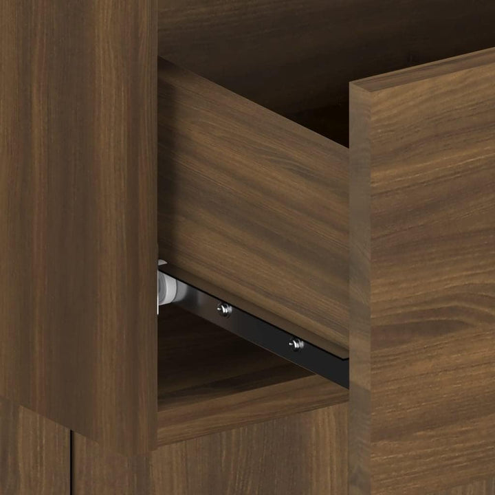 WIFESE Wand-Nachttisch Braun Eichen-Optik Holzwerkstoff 48,5x32,5x80 cm Nachtschrank Nachtkästchen B