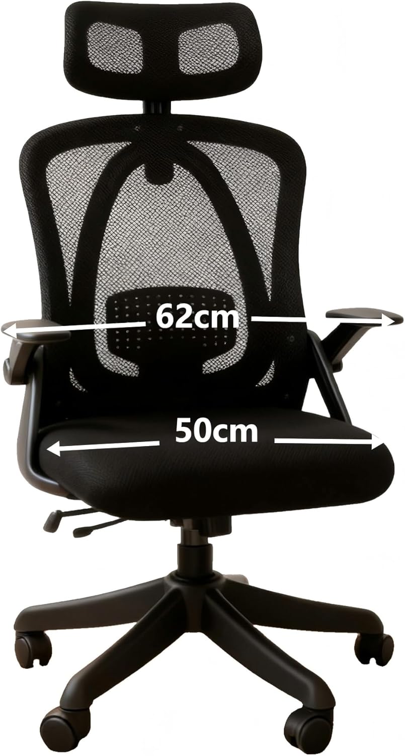 Ergonomischer Bürostuhl, Schreibtischstuhl mit verstellbaren Armlehnen, 3D-Kopfstütze und 3D-Lendenw