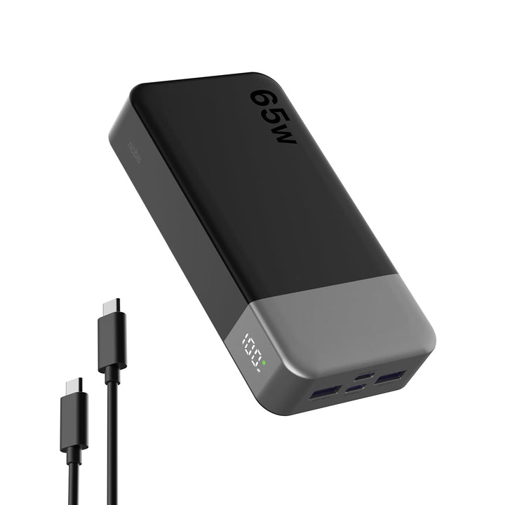 NOBIS Powerbank 20000mAh, 65W Schnellladung Power Bank, Tragbarer Ladegerät mit Digitalanzeige, Dual