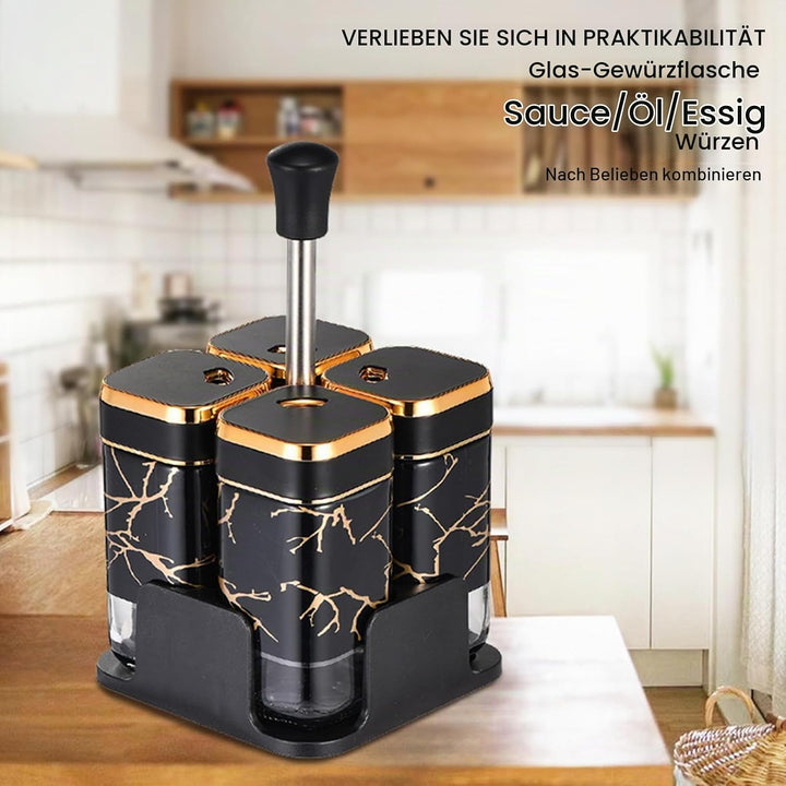 Gewürzflasche Glas Dispenser, versiegelt und feuchtigkeitsfest, Kapazität 200ml Cruets mit 360° dreh