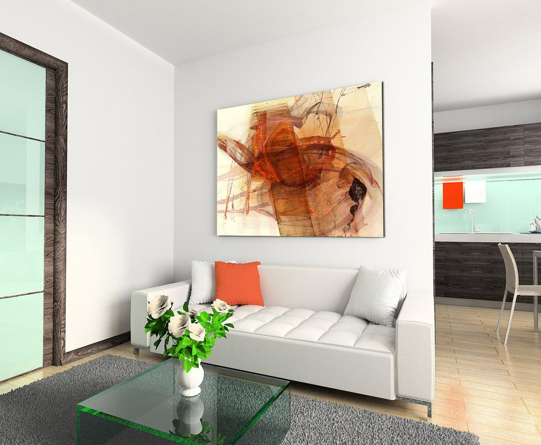 Paul Sinus Art 80x60cm Fotoleinwand Leinwanddruck Kunstdruck Wandbild beige rot braun gelb Formen