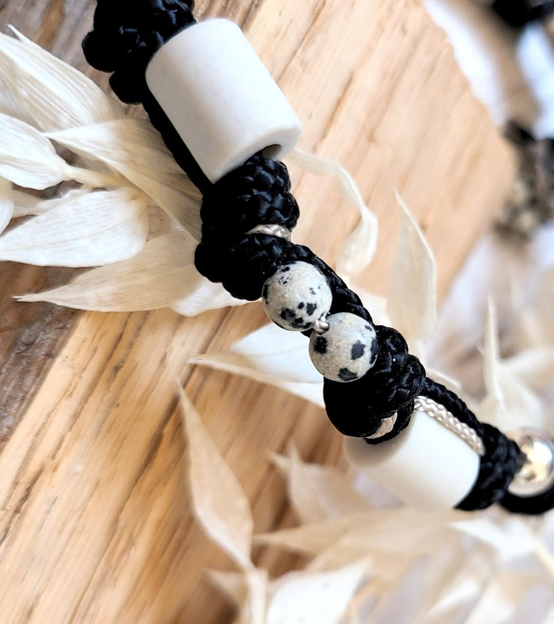 EM-Keramik Kette *Gipsymee* Dalma Tina - edles Tau Schmuckhalsband für Hunde - Schwarz, Champagner u