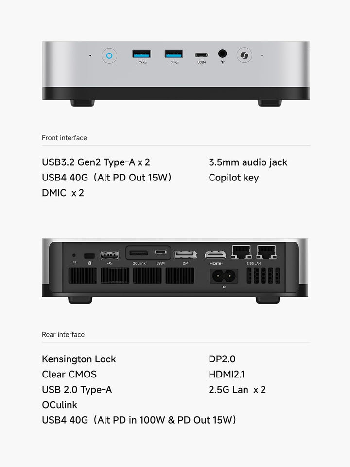 MINIS FORUM AI X1 Pro Mini-PC Barebone, AMD Ryzen AI 9 HX 470 (12C/24T, bis zu 5,2 GHz), Radeon 890M