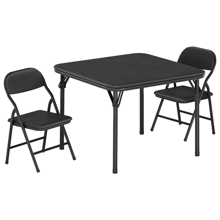Zusammenklappbares Kinder-Set – quadratischer Tisch mit 2 gepolsterten Stühlen, Metallgestell, ideal