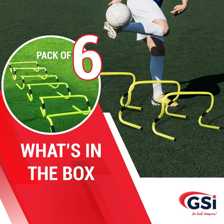 GSI Dual Height Agility Hürden Pack of 6 – Adjustable 6" & 12" Training Hürden für Sports, Fitness u