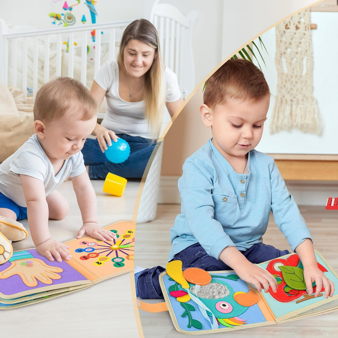 Quiet Book ab 1 Jahr | Stoffbuch für Babys | Filzbuch Montessori | Babybücher aus Weichem Stoff Früh