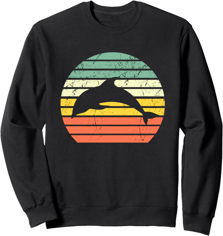 Delphin Springende Silhouette Vintage Retro Sonnenuntergang Sweatshirt