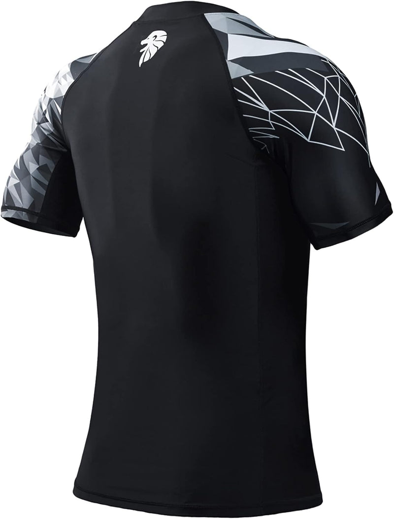 HUGE SPORTS Herren Kurzarm Splice Skins Rashguard Shirt Schwimmshirt Rash Vest für Schwimmen Surfen