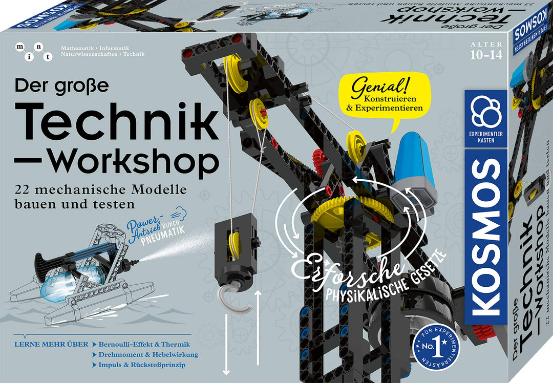 KOSMOS 620851 Der grosse Technik-Workshop, 22 mechanische Modelle Bauen, testen, Spielen, u.a. U-Boo