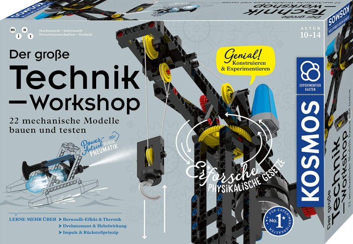 KOSMOS 620851 Der grosse Technik-Workshop, 22 mechanische Modelle Bauen, testen, Spielen, u.a. U-Boo