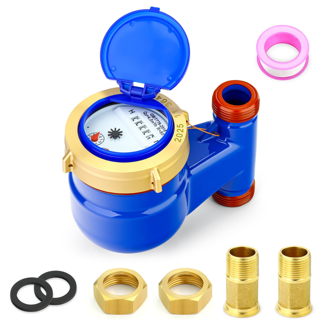 MEANLIN MEASURE 3/4"BSP Kupplungen Wasserzähler Vertikaler Kaltwasserzähler für Garten oder Haushalt