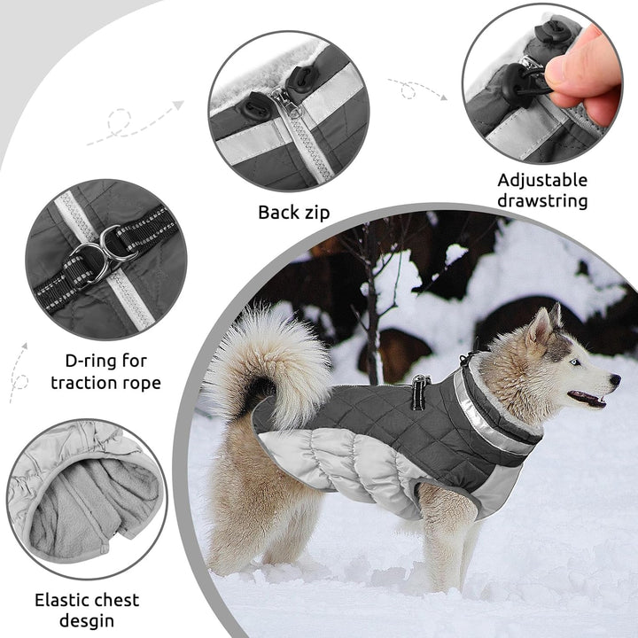 Hundemantel Winter,Hundemantel Grosse Hunde,Hundejacke mit Geschirr, Wasserdicht Wintermantel Hund m