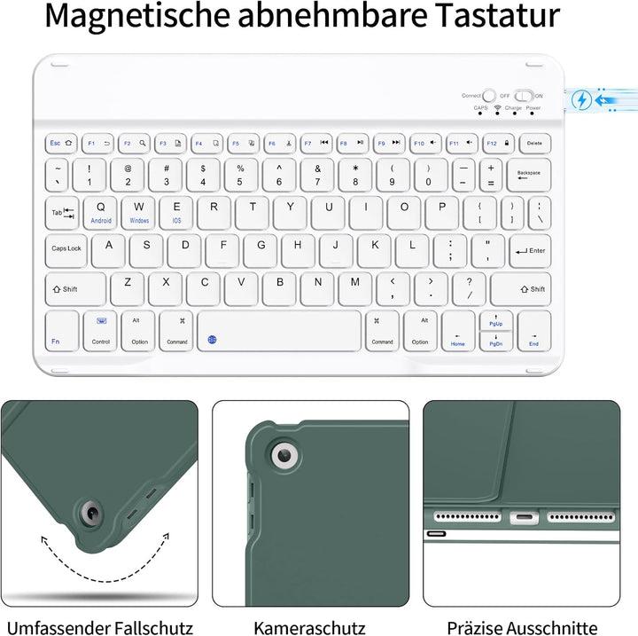 Tastatur Hülle für iPad 9. Generation / 8. Generation / 7.Generation 10,2 Zoll, Magnetisch Abnehmbar