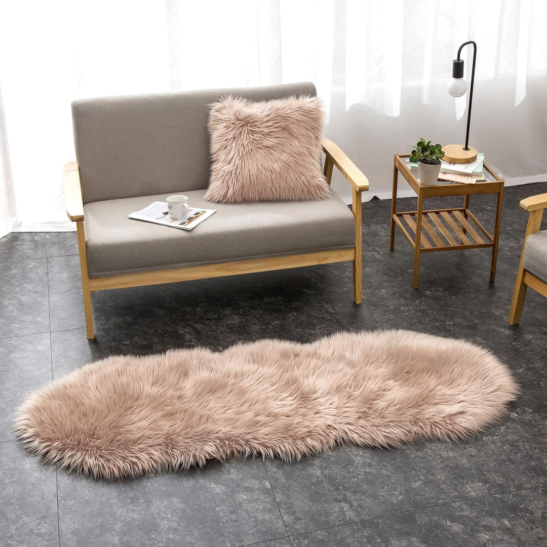Teppich Wölkchen Schaffell Lammfell Imitat Fellteppich Kunstfell Teppich - Tischläufer Fell, Fell Lä