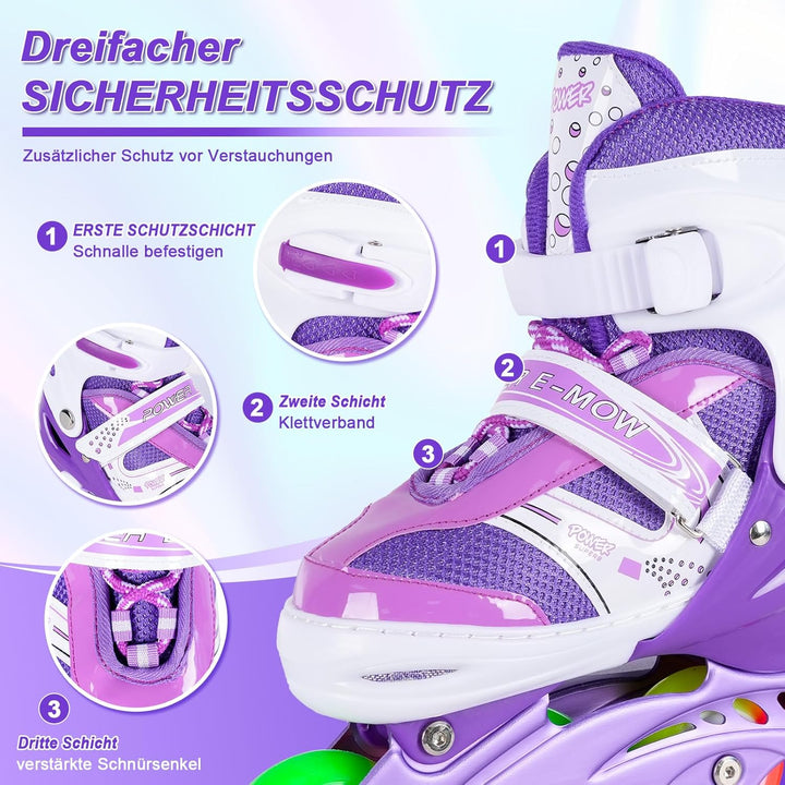 JIFAR Inliner Für Kinder Verstellbare Inline Skates mit Beleuchteten Rädern Rollschuhe Outdoor Schuh