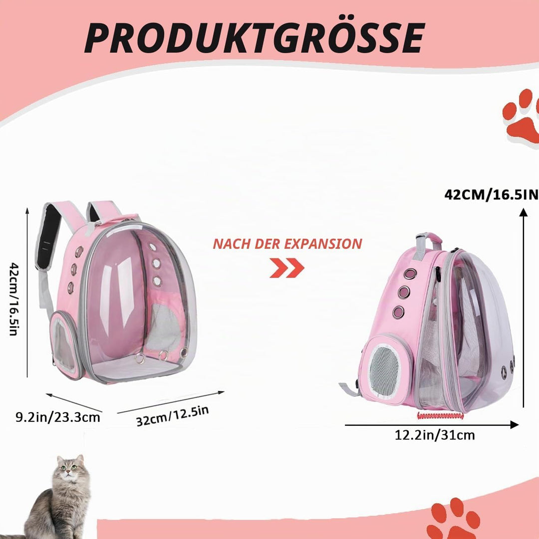Erweiterbar Katzenrucksack Hunderucksack, Vorderrucksack für Katzen und Kleine Hunde, mit transparen