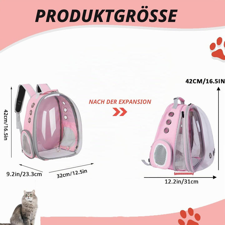 Erweiterbar Katzenrucksack Hunderucksack, Vorderrucksack für Katzen und Kleine Hunde, mit transparen