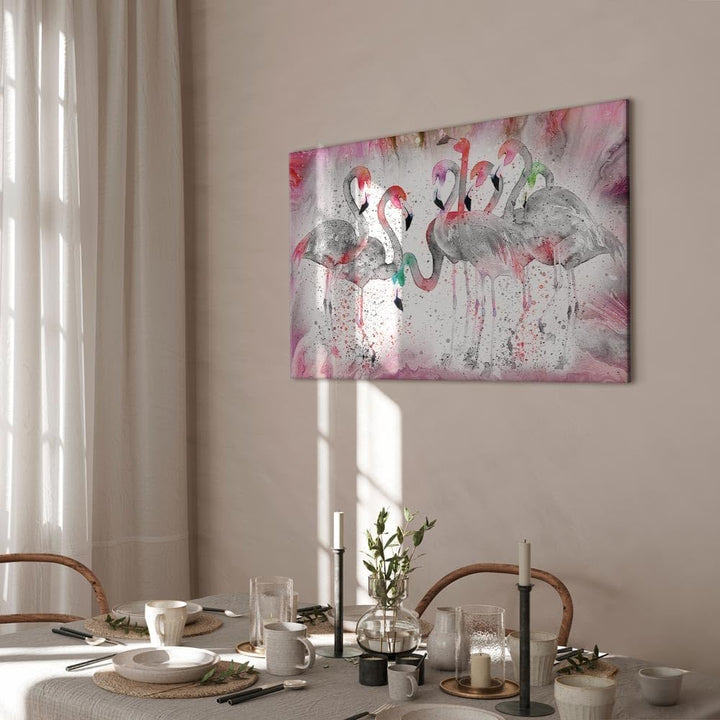 murando - Akustikbild Flamingos Bilder Akustikschaum Hochleistungsschallabsorber Schallschutz Leinwa
