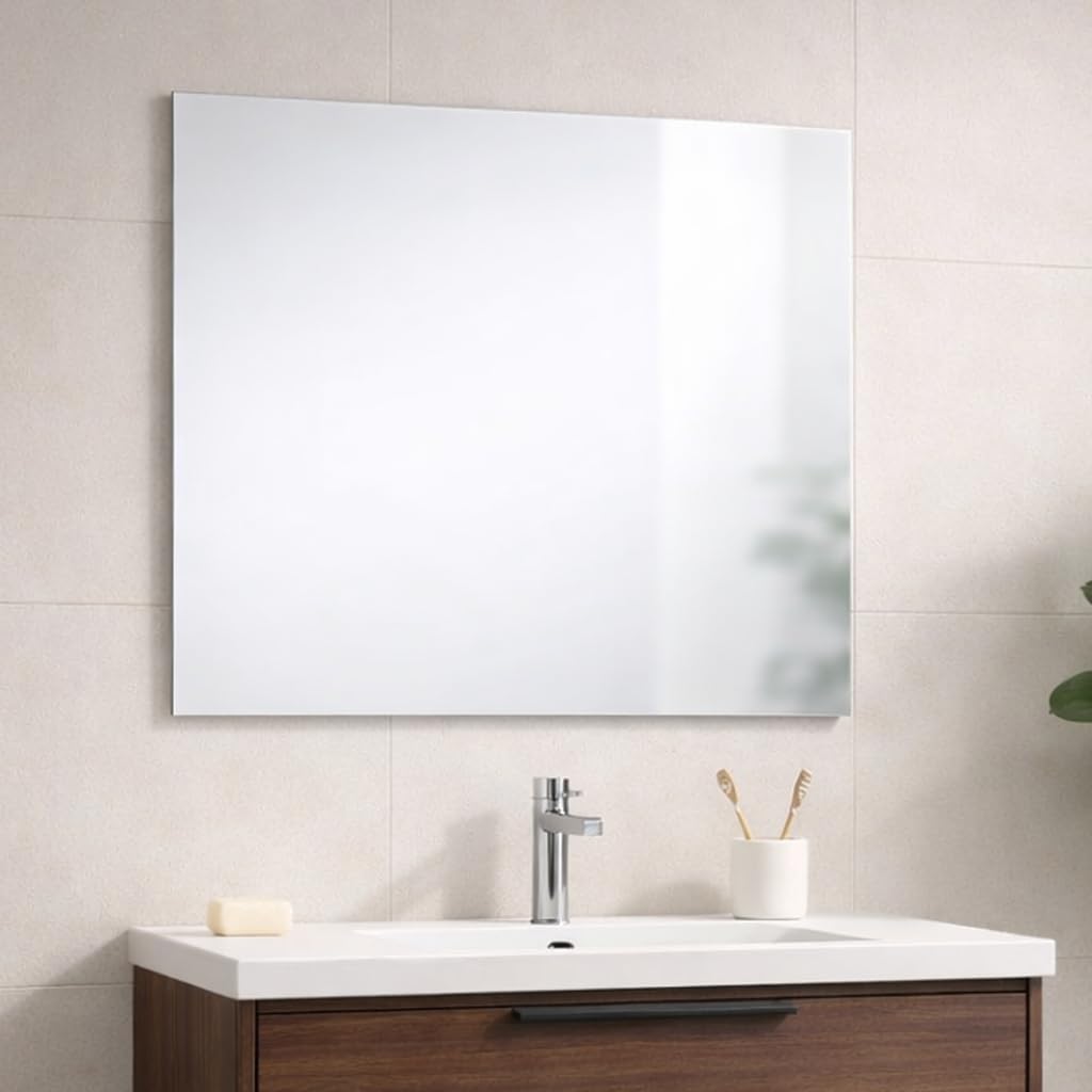 KIAMAMI VALENTINA Reversibler Spiegel mit Rahmen 80 cm breit und 70 cm hoch für das Badezimmer