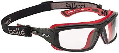 Bollé Safety ULTIPSI, Schwarz und Rot Schutzbrille, Einheitsgrösse, klare Objektive Serie ULTIM8
