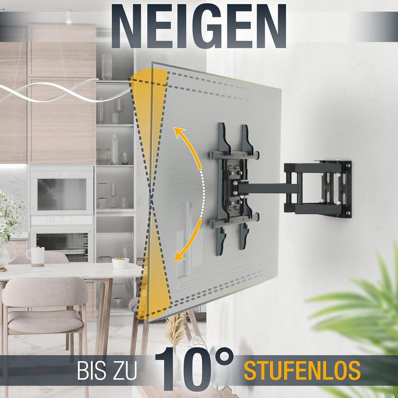 RICOO TV Wandhalterung Fernseher Schwenkbar Neigbar für 32-65 Zoll, Universal TV Halterung S7244, Fe