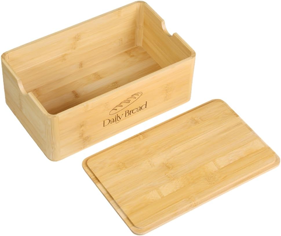 KESPER | Brotkasten mit Schneidebrett, Material: FSC®-zertifizierter Bambus, Masse: B: 32 x H: 12,5