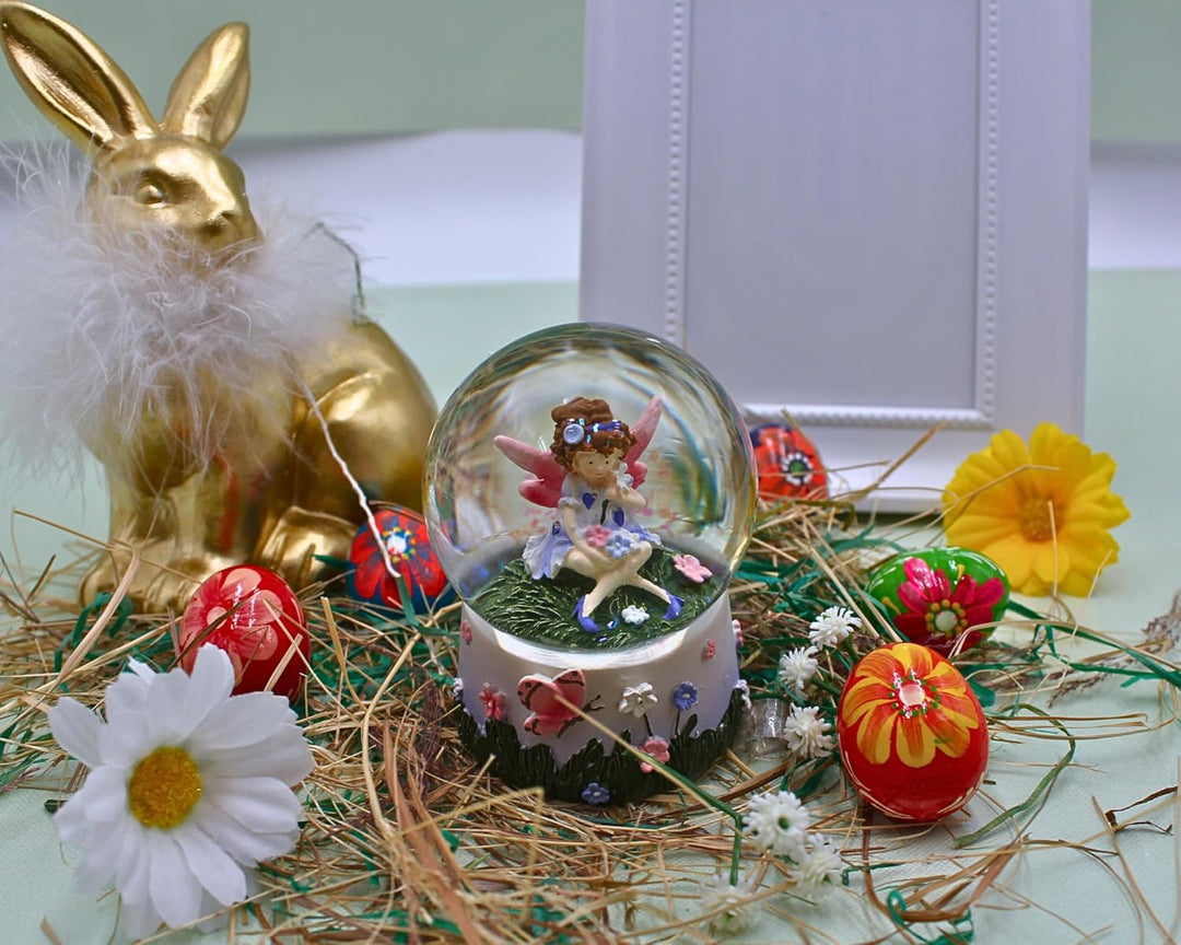 Dekohelden24 Schneekugel, Schüttelkugel, Fabelwesen - Schneekugel, Schneekugel mit Blumenmädchen, El