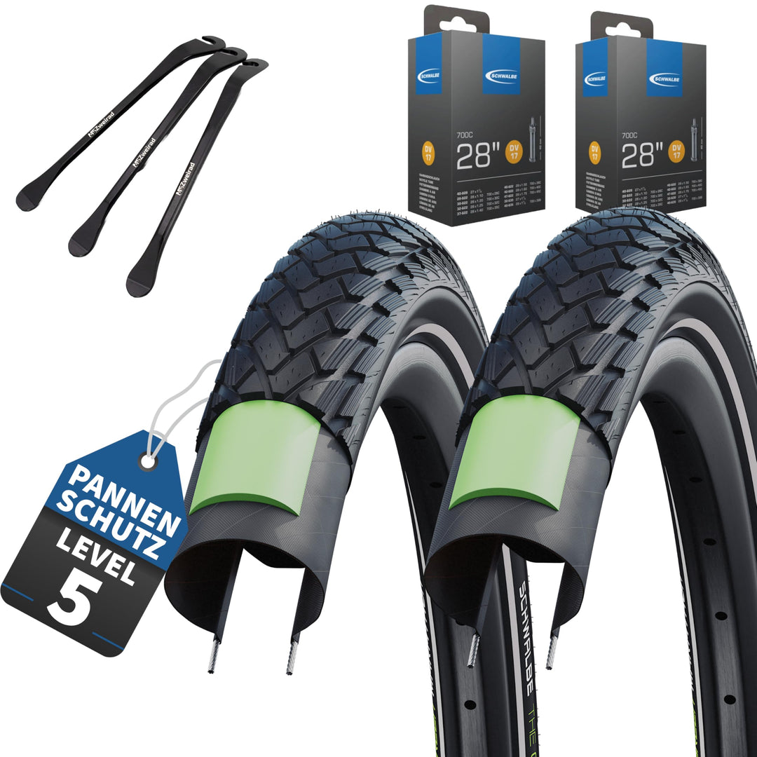Schwalbe Fahrradreifen Green Marathon 28 Zoll – Verschiedene Grössen (37-622 bis 55-622) – Optional