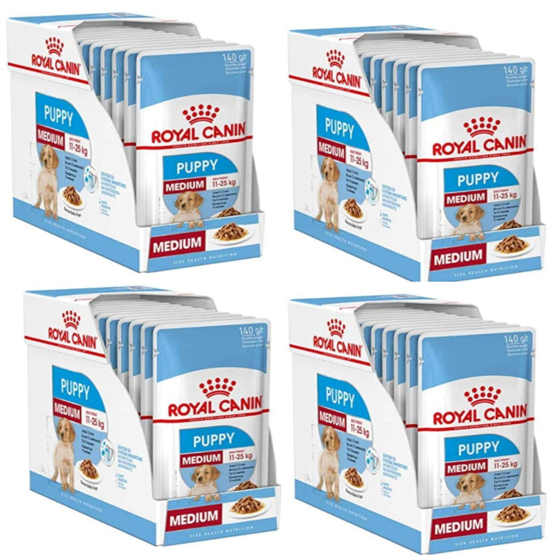 Royal Canin Medium Puppy | 4er Pack | 4 x 10 x 140 g | Nasses Welpenfutter für mittelgrosse Hunde |