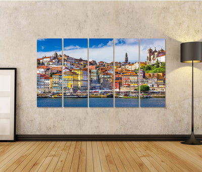 Bild Bilder auf Leinwand Altstadtsilhouette von der Anderen Seite des Douro in Porto Portugal Wandbi